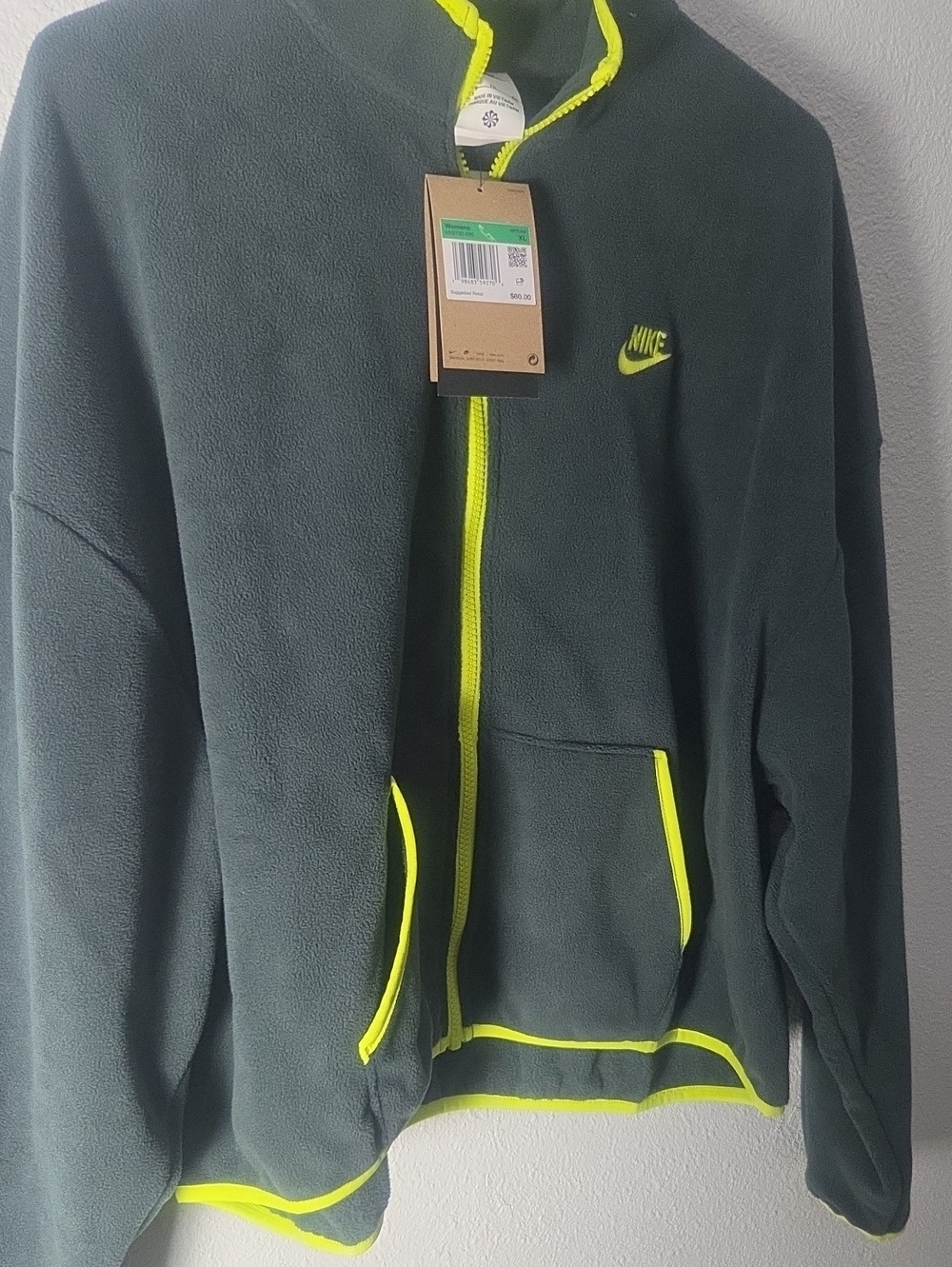Nike Women's Size XL Club Full Zip Loose Fit Fleece Track Jacket HV2730-390 NWT